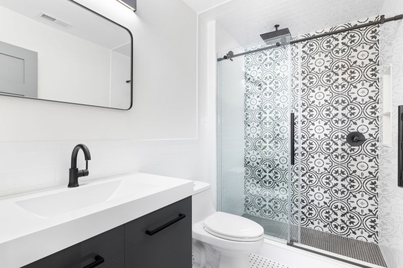 Dark Accent Tiles in Shower